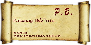 Patonay Bónis névjegykártya